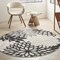 Homeroots 4 ft. Round Black Gray White Indoor & Outdoor Area Rug 384598 - alternate 4